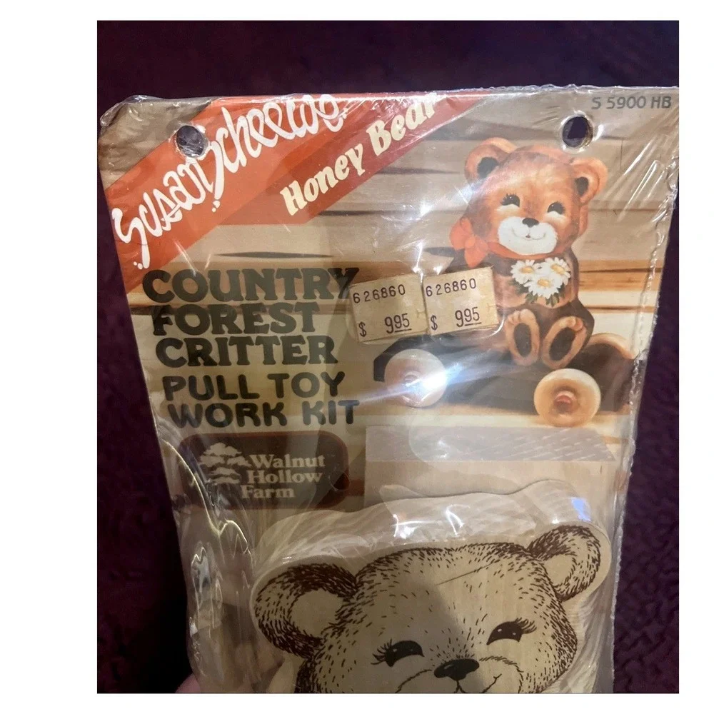Susan Scheewe Walnut Hollow Country Forest Critter Honey Bear Pull Toy Kit NOS